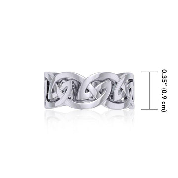 Silver Celtic Knot Hollow Band Ring TRI531 - Jewelry